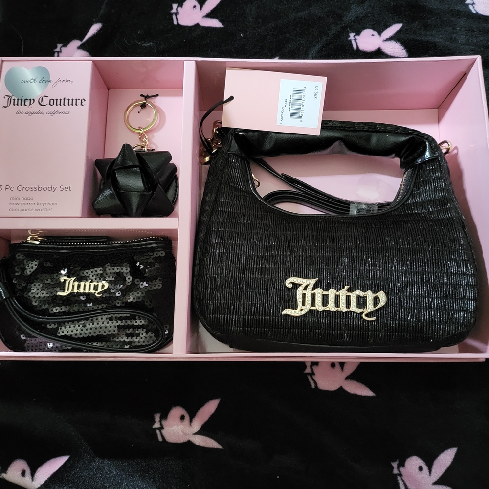 Juicy Couture Black Crossbody Bag with Gold Accents